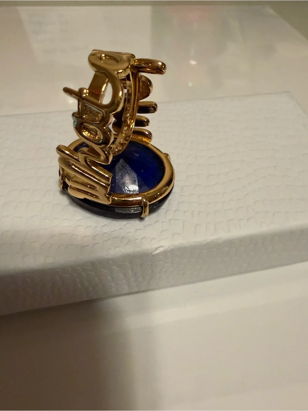 Kate Spade “what a gem” Bold sapphire blue cocktail ring